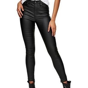 Topshop Jamie coated skinny jeans in black